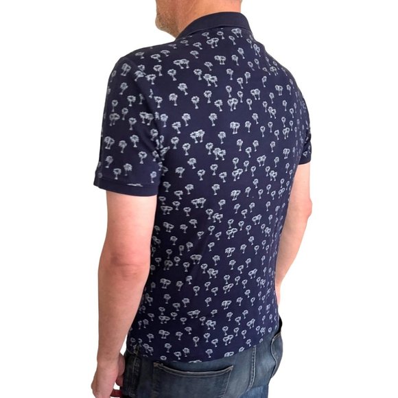 Banana Republic Polo Men Size Medium M Luxury Touch cotton Blue palm - Picture 3 of 15